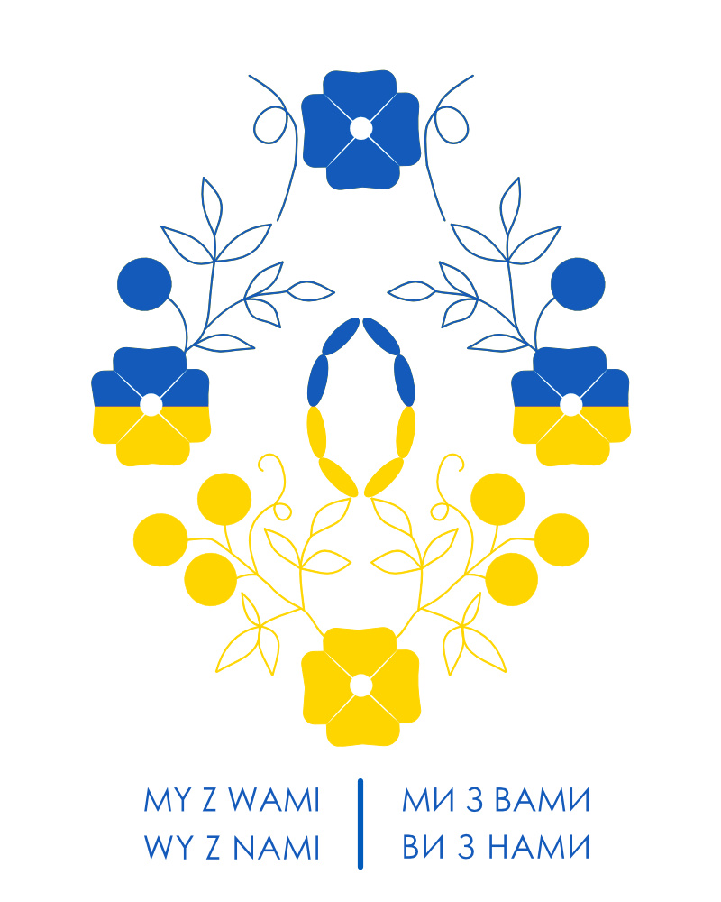 Wzory kwiatowe w kolorach flagi Ukrainy